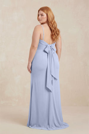 Ice Cowl Neck Sheath Chiffon Bridesmaid Dress with Corset (2) [sizeplus]  | KISSBRIDAL