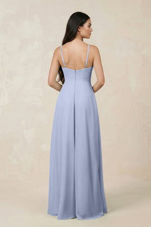 Ice Halter Chiffon A-Line Bridesmaid Dress With Slit (2) | KISSBRIDAL