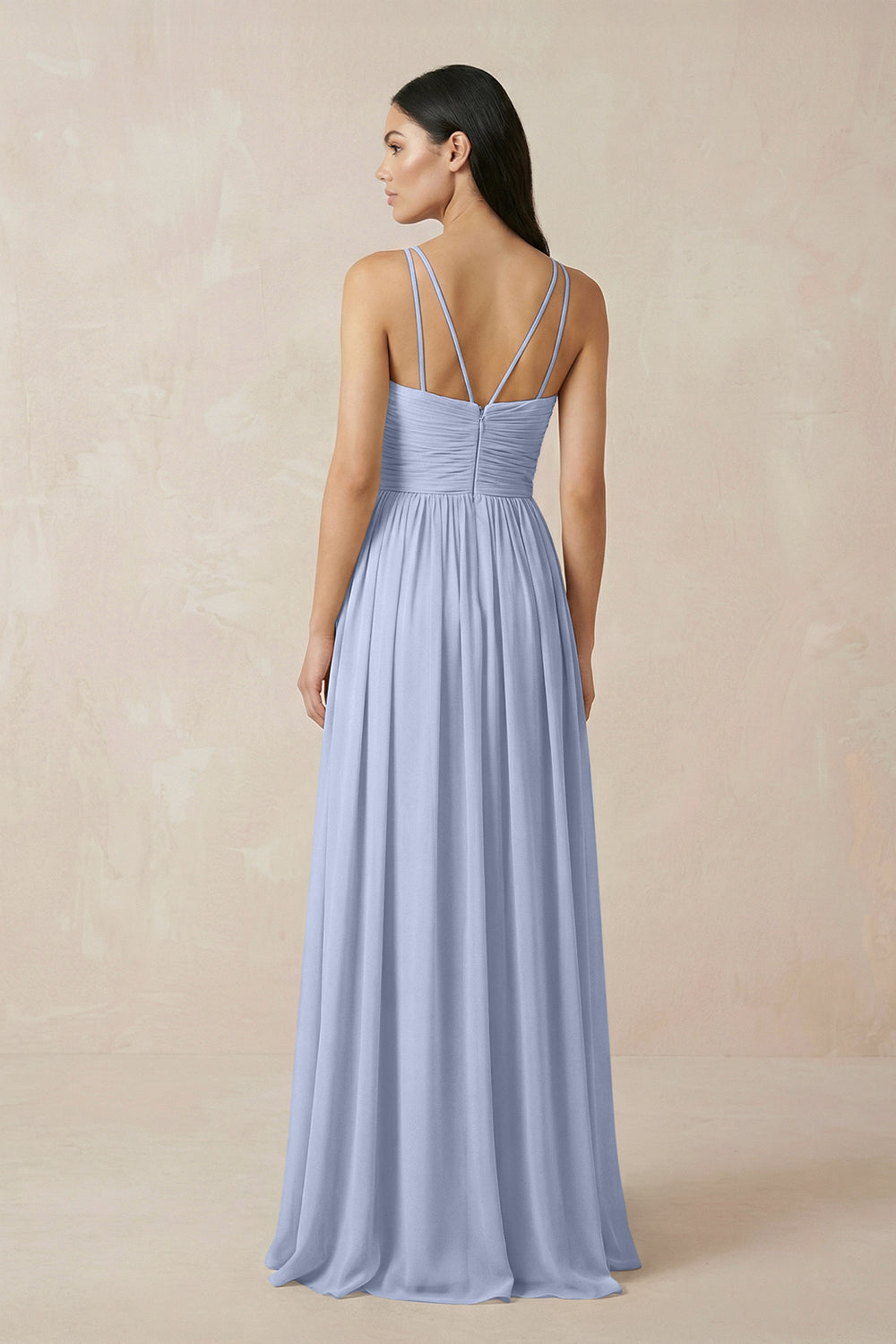 Halter Neck A-Line Chiffon Bridesmaid Dress in Ice