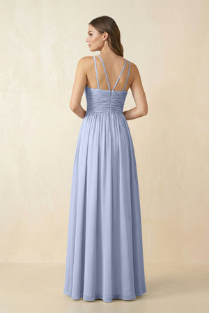 Ice Halter Pleated A-Line Chiffon Bridesmaid Dress (2) | KISSBRIDAL