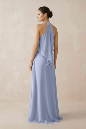 Ice Halter Sheath Ruffled Chiffon Bridesmaid Dress (2) | KISSBRIDAL