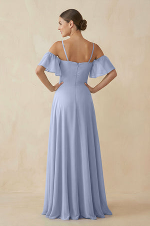 Ice Off-the-Shoulder A-Line Chiffon Bridesmaid Dress (2) | KISSBRIDAL