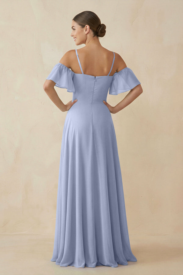 Ice Off-the-Shoulder A-Line Chiffon Bridesmaid Dress (2) | KISSBRIDAL