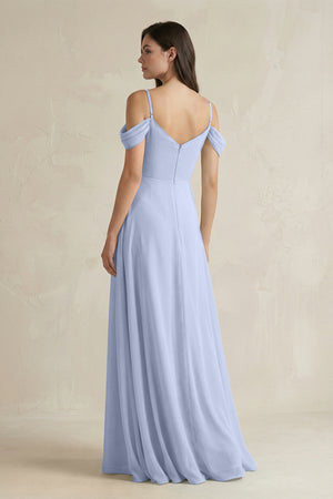 Ice Off-the-Shoulder Chiffon A-Line Bridesmaid Dress (2) | KISSBRIDAL