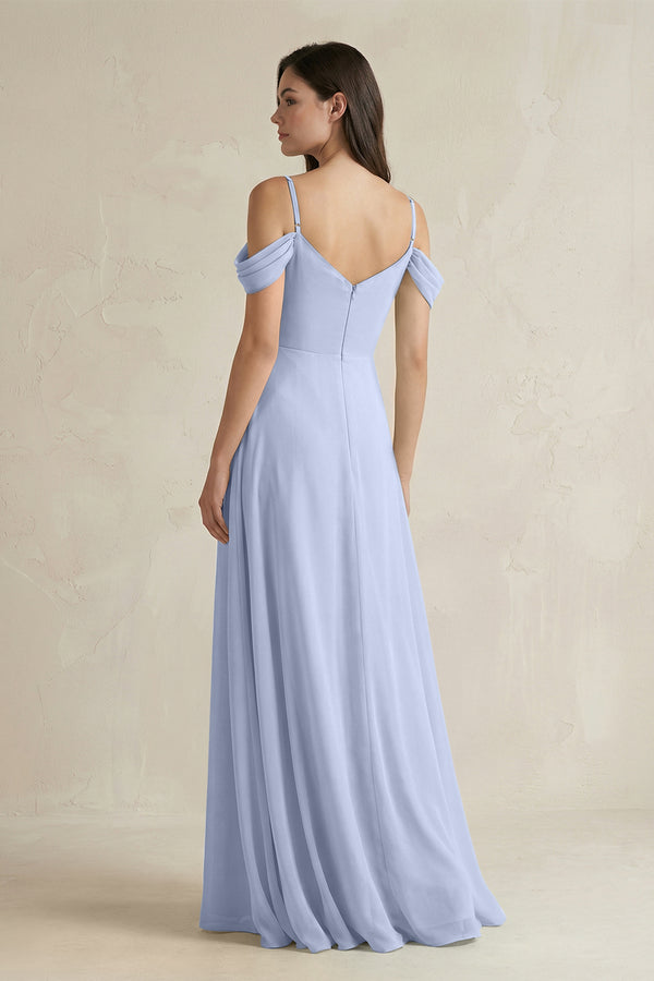 Ice Off-the-Shoulder Chiffon A-Line Bridesmaid Dress (2) | KISSBRIDAL