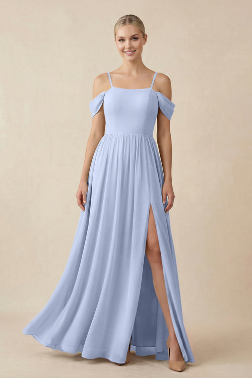 Ice Off-the-Shoulder Sweetheart A-Line Chiffon Bridesmaid Dress | KISSBRIDAL