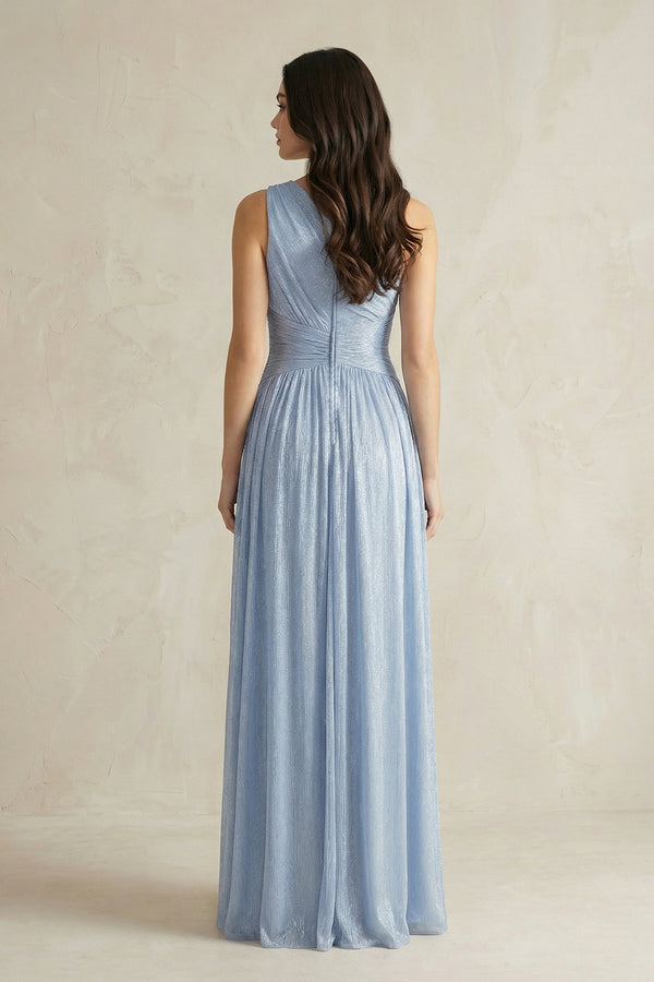 Ice One-Shoulder A-Line Pleated Sequins Bridesmaid Dress (2) | KISSBRIDAL