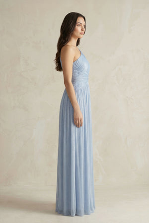 Ice One-Shoulder A-Line Pleated Sequins Bridesmaid Dress (3) | KISSBRIDAL