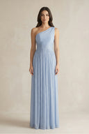 Ice One-Shoulder A-Line Pleated Sequins Bridesmaid Dress | KISSBRIDAL