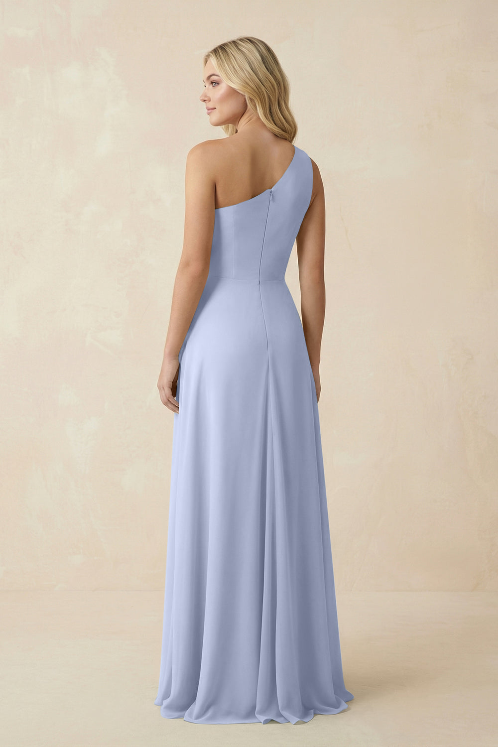 One-Shoulder Ruched A-Line Chiffon Bridesmaid Dress in Ice