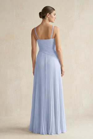 Ice Pleated A-Line Long Chiffon Bridesmaid Dress (2) | KISSBRIDAL