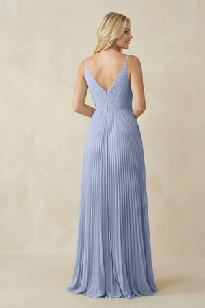 Ice Pleated V-Neck A-Line Chiffon Bridesmaid Dress (2) | KISSBRIDAL