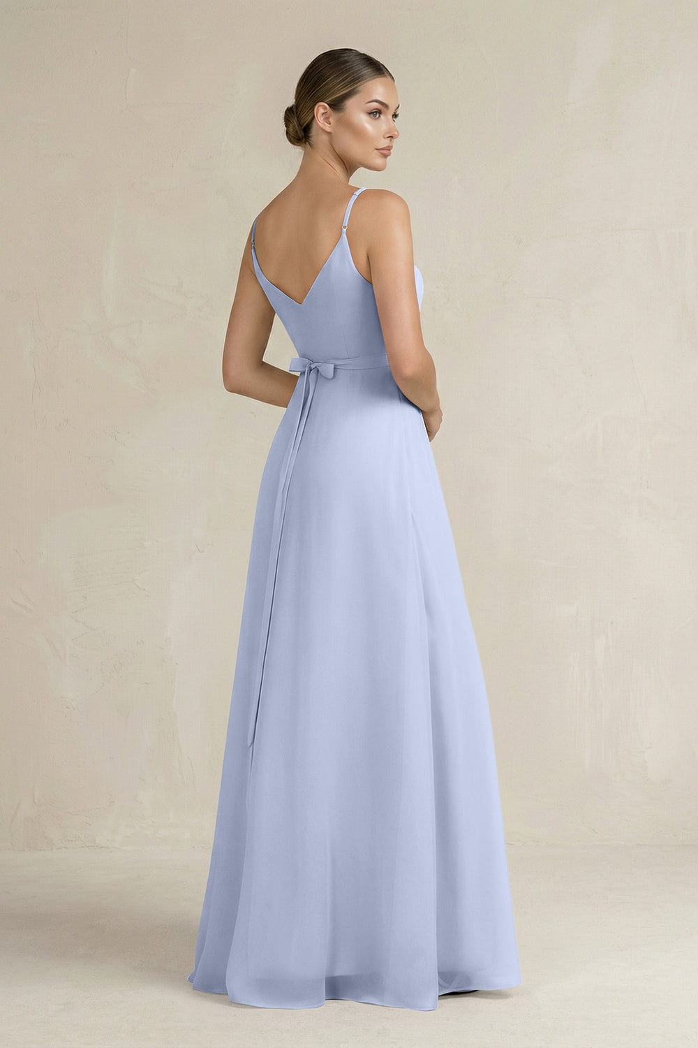Ruched A-Line Chiffon Bridesmaid Dress with Slit in Ice