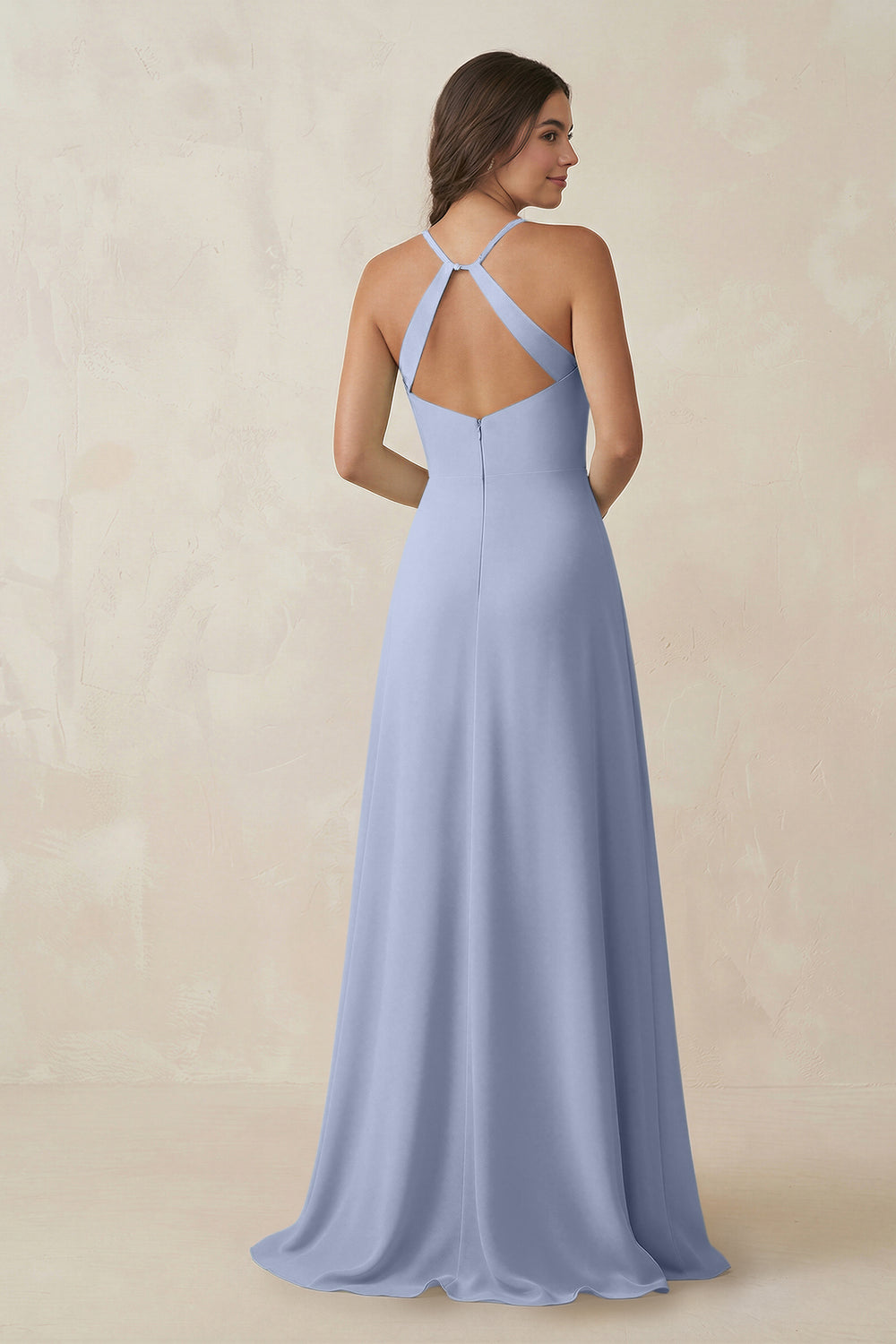 Ruched Sheath Chiffon Bridesmaid Dress in Ice