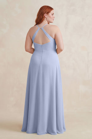 Ice Ruched Sheath Chiffon Bridesmaid Dress (2)  [sizeplus]  | KISSBRIDAL
