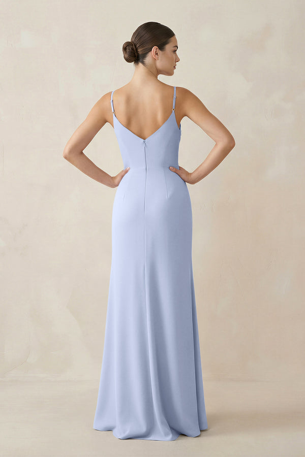 Ice Ruched Sheath Spaghetti Strap Chiffon Bridesmaid Dress (2) | KISSBRIDAL