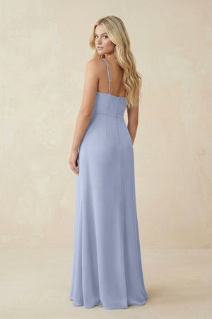 Ice Ruched Sheath Spaghetti Strap Chiffon Bridesmaid Dress (2) | KISSBRIDAL