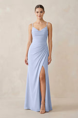 Ice Ruched Sheath Spaghetti Strap Chiffon Bridesmaid Dress | KISSBRIDAL