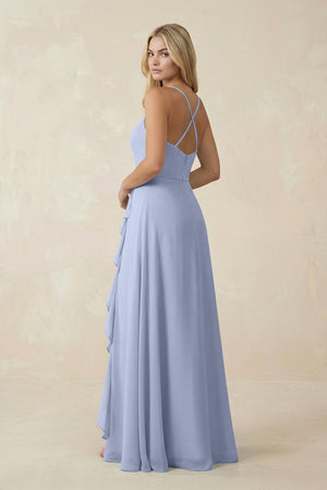 Ice Ruffled Hem A-Line Chiffon Bridesmaid Dress (2) | KISSBRIDAL