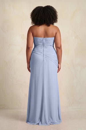 Ice Sheath Chiffon Strapless Pleated Bridesmaid Dress (4) [sizeplus] | KISSBRIDAL