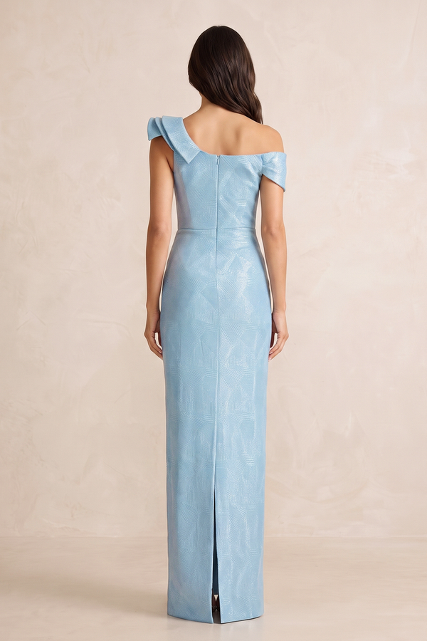 Ice Sheath Jacquard One-Shoulder Mother of the Bride Dress (2) | KISSBRIDAL
