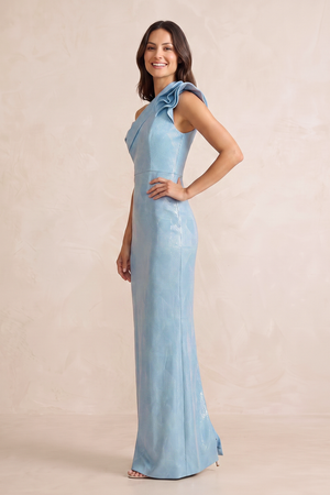 Ice Sheath Jacquard One-Shoulder Mother of the Bride Dress (3) | KISSBRIDAL