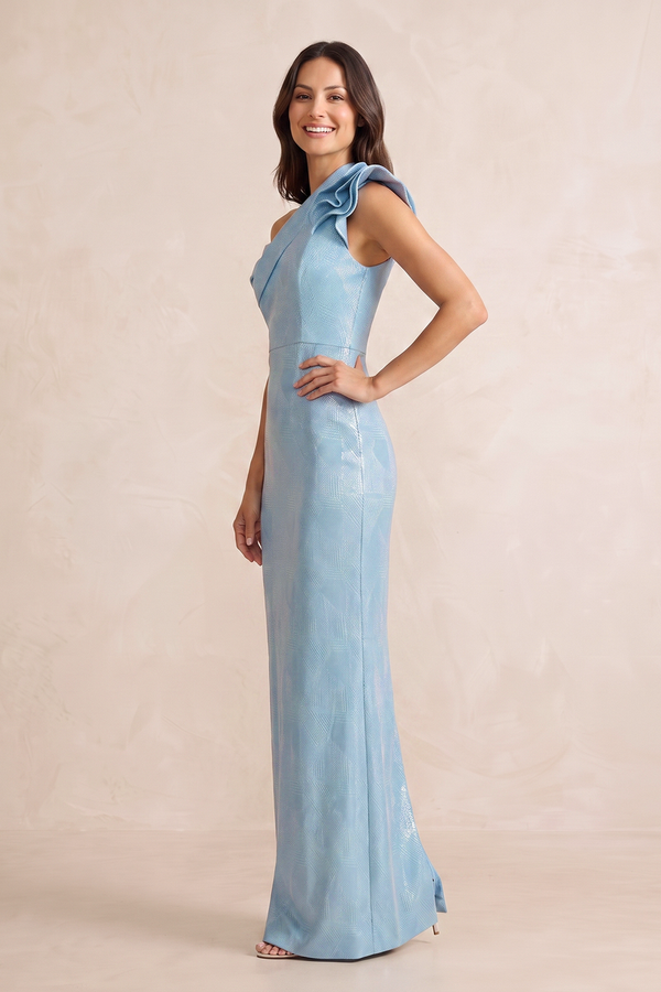 Ice Sheath Jacquard One-Shoulder Mother of the Bride Dress (3) | KISSBRIDAL