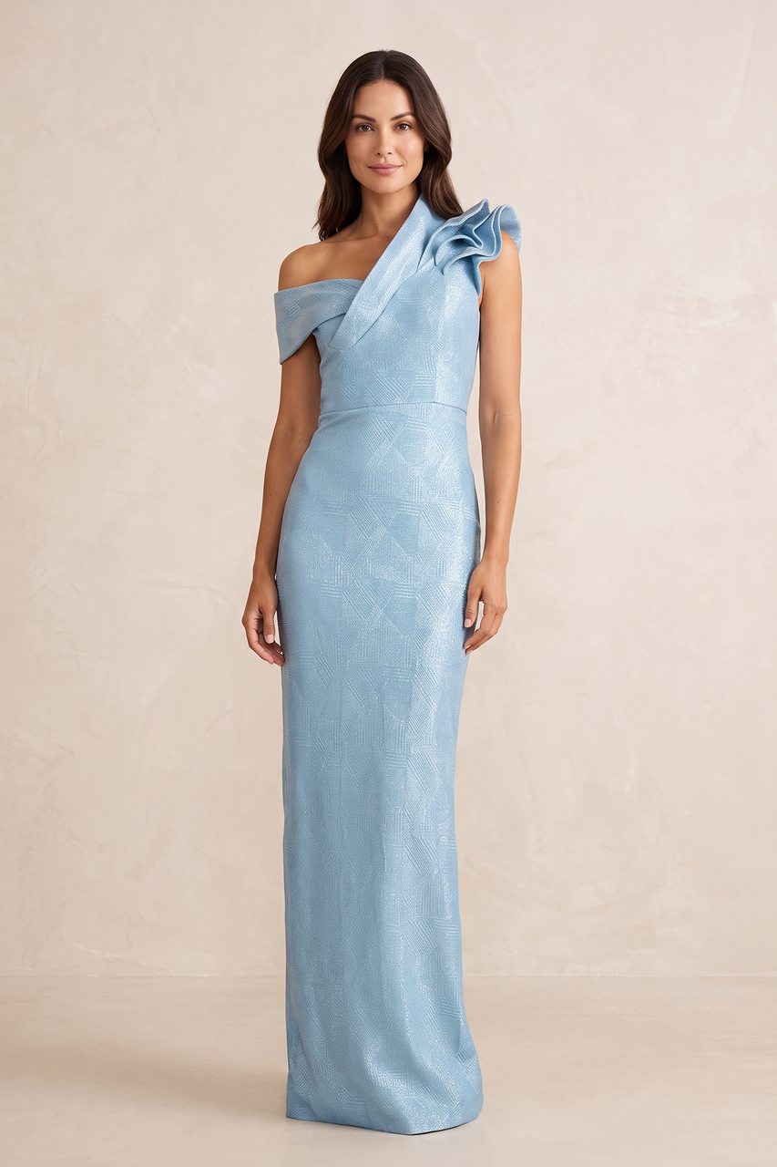 Ice Sheath Jacquard One-Shoulder Mother of the Bride Dress