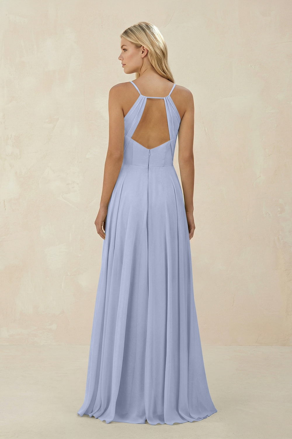 Spaghetti Strap A-Line Chiffon Bridesmaid Dress in Ice