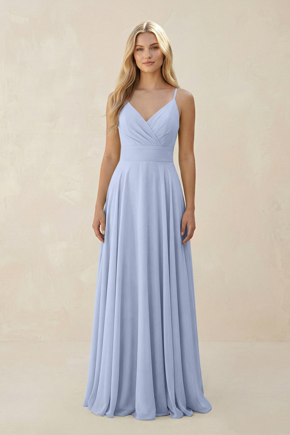 Spaghetti Strap A-Line Chiffon Bridesmaid Dress in Ice