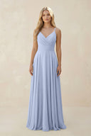 Ice Spaghetti Strap A-Line Chiffon Bridesmaid Dress | KISSBRIDAL