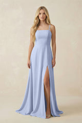 Ice Spaghetti Strap Chiffon A-Line Bridesmaid Dress | KISSBRIDAL