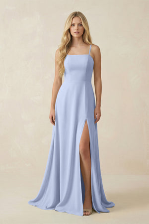 Ice Spaghetti Strap Chiffon A-Line Bridesmaid Dress | KISSBRIDAL