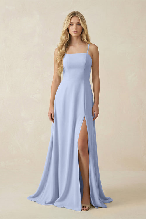 Ice Spaghetti Strap Chiffon A-Line Bridesmaid Dress | KISSBRIDAL