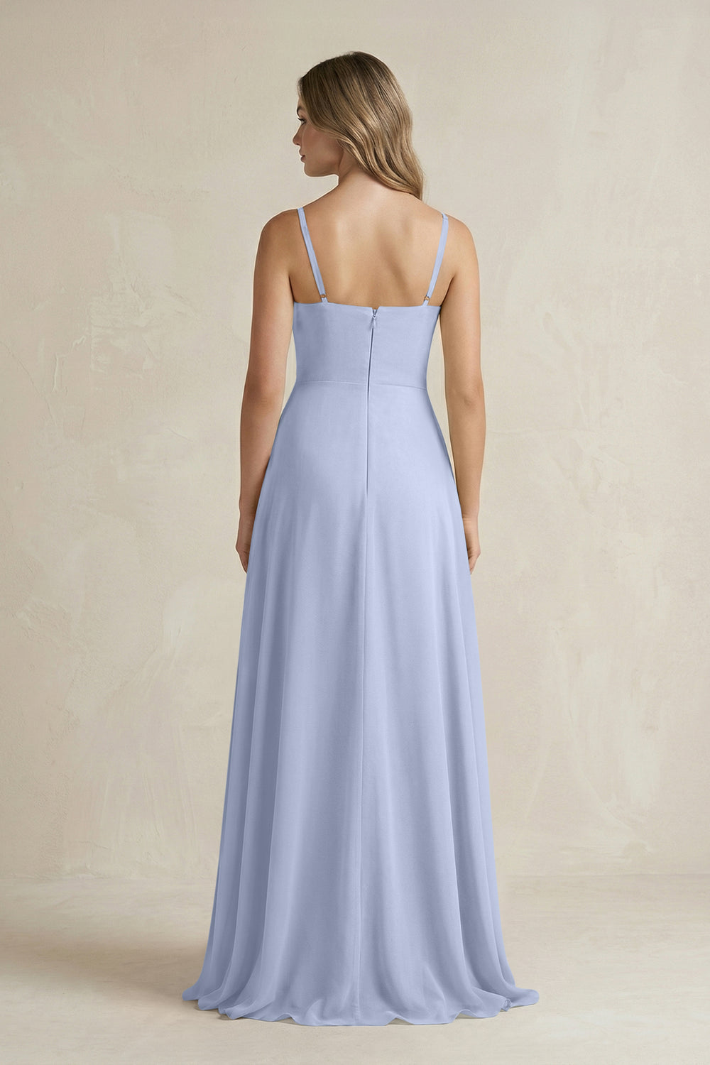 Spaghetti Strap Ruffled A-Line Chiffon Bridesmaid Dress in Ice