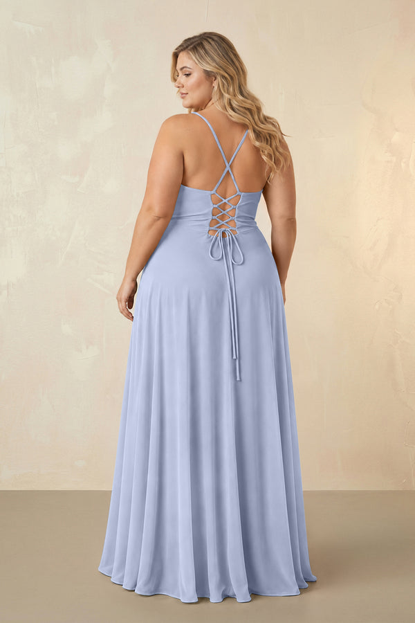 Ice Spaghetti Straps Chiffon A-Line Bridesmaid Dress (2) [sizeplus] | KISSBRIDAL