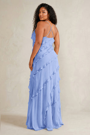 Ice Spaghetti Straps Sheath Stain Ruffled Bridesmaid Dress (4) | KISSBRIDAL[sizeplus]