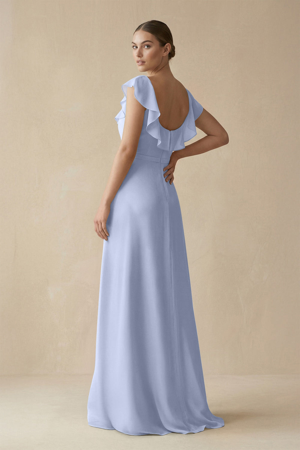Square Neck A-Line Bridesmaid Dress with Ruffles in Ice