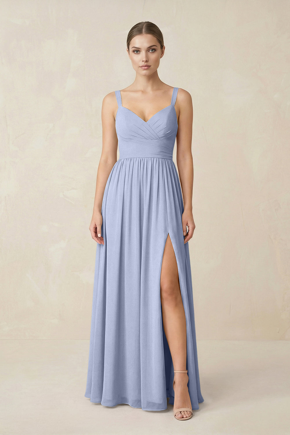 Sweetheart A-Line Chiffon Bridesmaid Dress with Slit in Ice