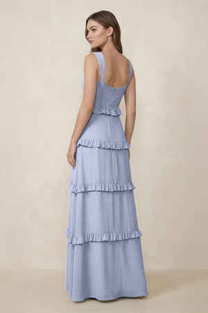 Ice Sweetheart Tiered A-Line Chiffon Bridesmaid Dress (2) | KISSBRIDAL