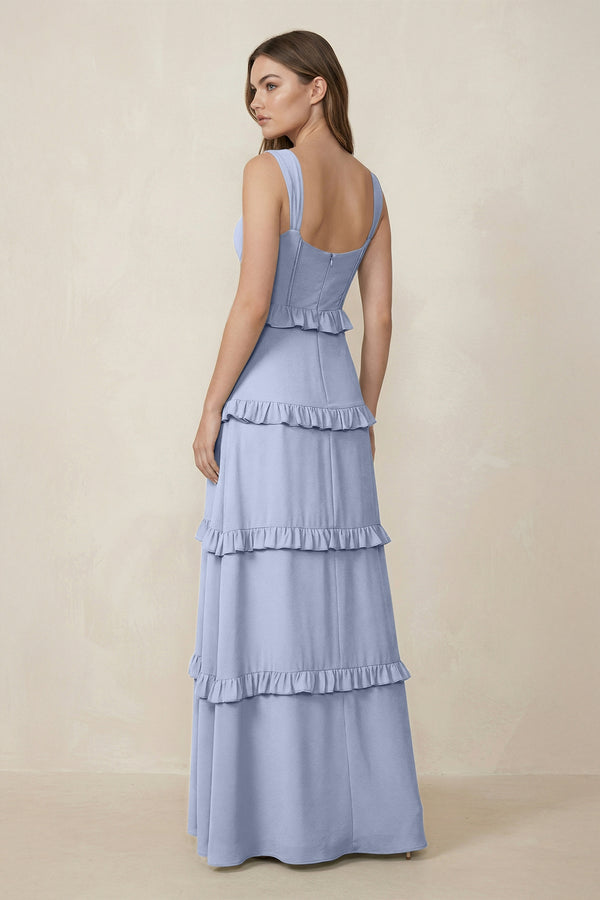 Ice Sweetheart Tiered A-Line Chiffon Bridesmaid Dress (2) | KISSBRIDAL