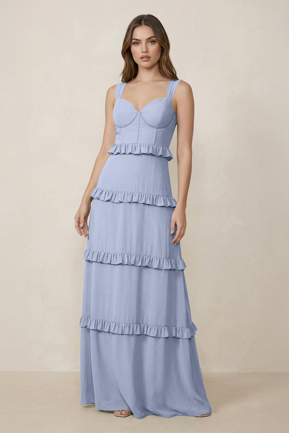 Sweetheart Tiered A-Line Chiffon Bridesmaid Dress in Ice