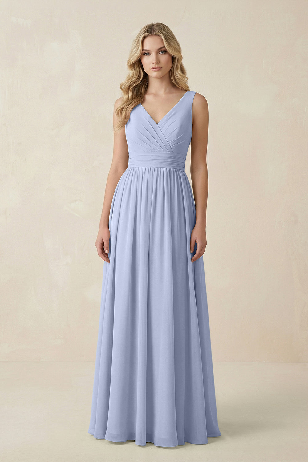 V-Neck A-Line Bridesmaid Dress with Back Bow in Ice