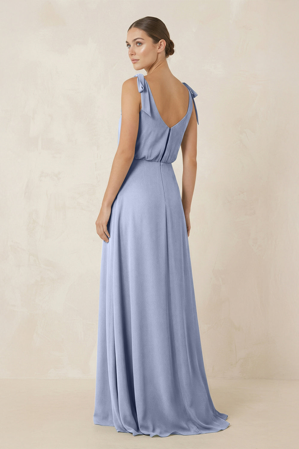 V-Neck A-Line Chiffon Bridesmaid Dress in Ice