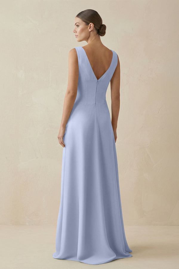 Ice V-Neck A-Line Chiffon Ruffled Bridesmaid Dress (2) | KISSBRIDAL
