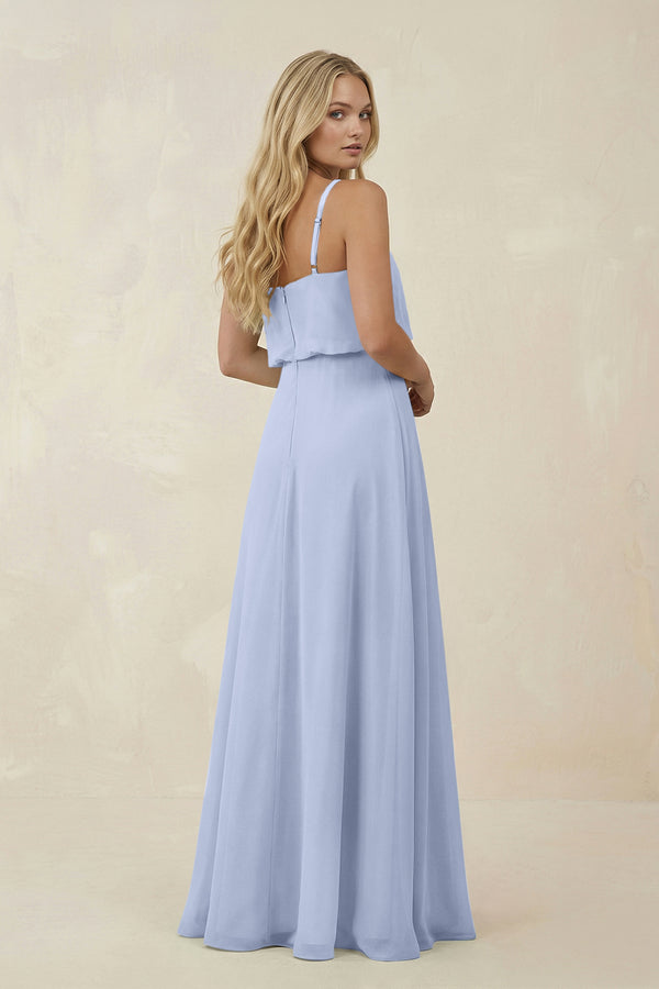 Ice V-Neck Blouson A-Line Chiffon Bridesmaid Dress (2) | KISSBRIDAL