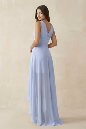 Ice V-Neck High-Low Chiffon Bridesmaid Dress (2) | KISSBRIDAL