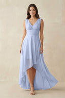 Ice V-Neck High-Low Chiffon Bridesmaid Dress | KISSBRIDAL
