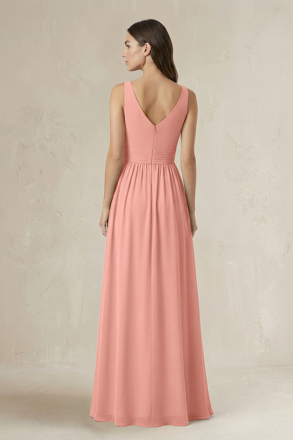 Illusion V-Neck A-Line Ruched Bridesmaid Dress in Rosette