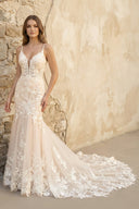 Lace Backless Mermaid Long Wedding Dress in Ivory - SHE IS ME Wedding Dresses